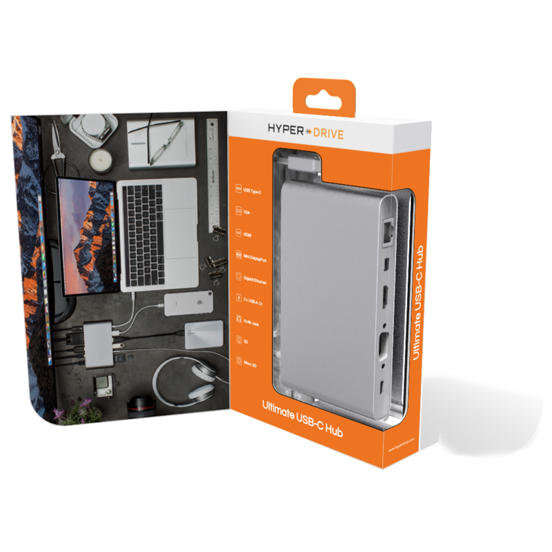 macbook-air-m3-13-inch:hyperdrive-ultimate-usb-c-hub-for-macbook-pc-usb-c-devices-04 Cổng Chuyển Hyperdrive Ultimate USB-C Hub Cho MacBook, PC & Devices - GN30B