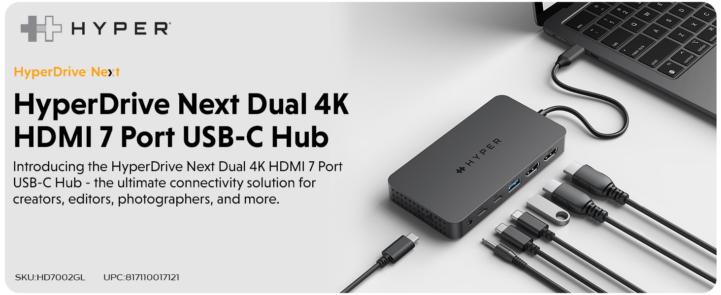 HyperDrive Next Dual 4K HDMI 7 Port USB-C Hub